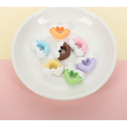 10Pcs Simulation Heart Love Donuts Cute Resin Kawaii Accessories Scrapbooking Cabochon Flatback Decoration Craft Embellishment