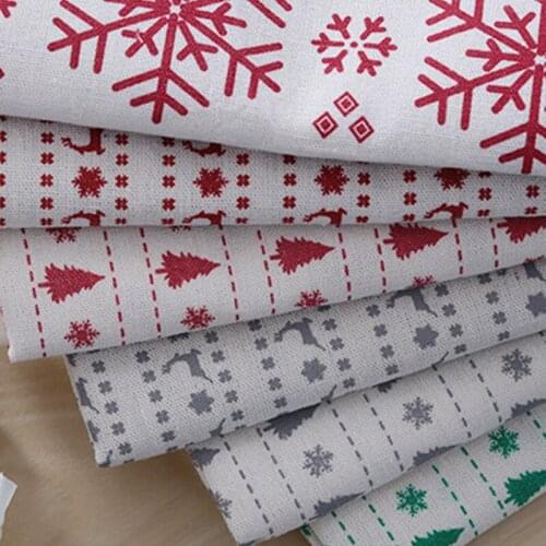 Print Cotton Linen Fabric Snowflake Cushion Tablecloth Fabric By Yards Christmas Decoration TJ1241