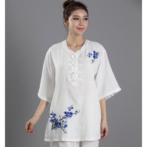 Traditional Chinese Clothing Wushu TaiChi Suit Uniforms Cotton Linen KungFu Exercise Clothing Embroidery Taiji Practice Suit