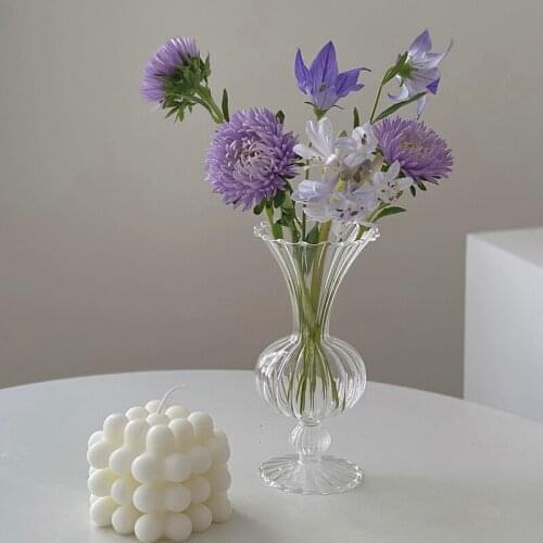 Flower Vase for Table Decoration Living Room Glass Vase Fleur Flowers Arrangement Desktop Tabletop Vases for Flowers