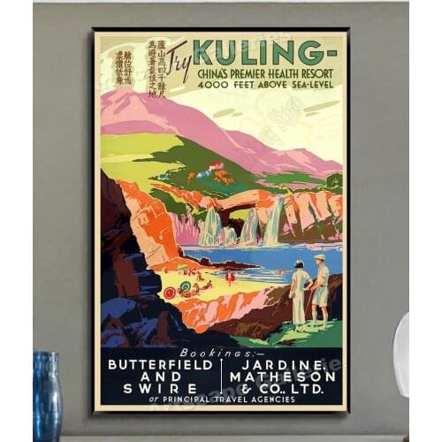 W224 Kuling 1930s China Yangtze River Resort - Vintage Trend Beautiful Fashion Silk Fabric Wall Poster Art Decor Sticker Bright
