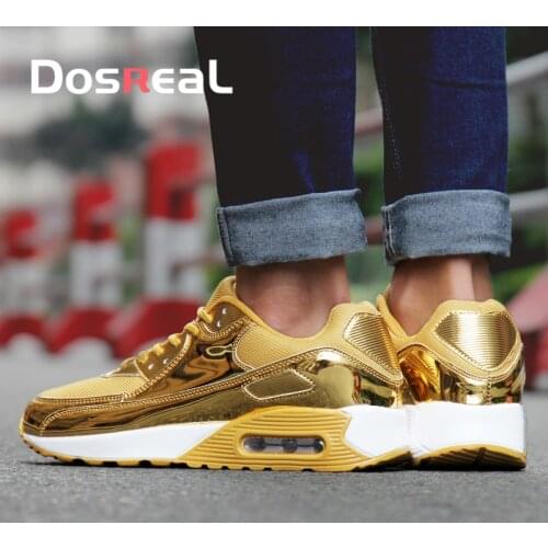 Dosreal Women Shining Platform Flats Shoes Spring Breathable Mesh Shoes For Females Air Cushion Sneakers Shoes Chunky Sneakers