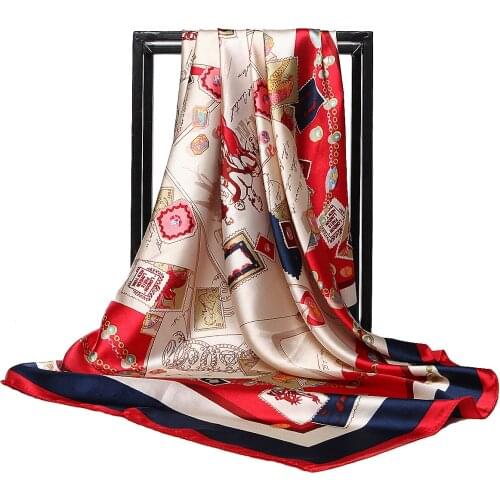 2021 90*90cm Women Scarves And Wraps Square Shawls Floral Print Hijab Scarf For Ladies Bandana Head Bag Scarfs Female Kerchief