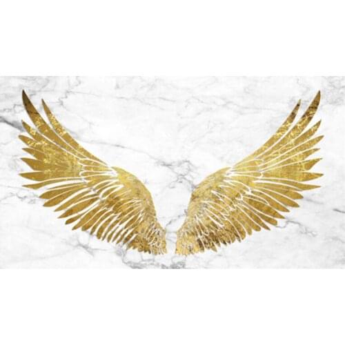 Golden Angel Wings Marbled Background Abstract Art Film Print Silk Poster Home Wall Decor 24x36inch
