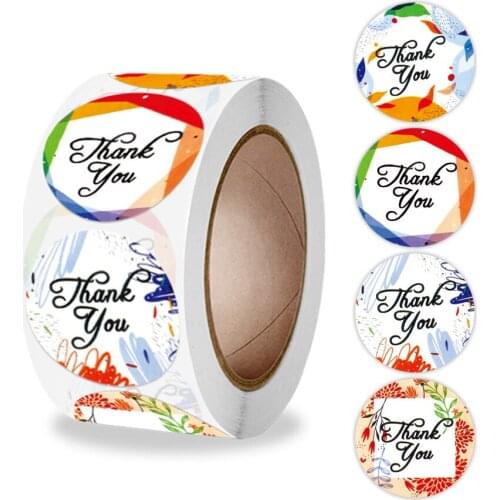 1inch 500Pcs/Roll Beautiful Flowers Thank You Stickers Labels for Small Business Gift Bags Card Package Envelope Party Wedding