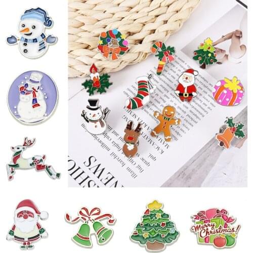 1PC Christmas Santa Brooch Oil Drip Brooch Lapel Pin Cute Animal Alloy Gift 2021 Fashion Jewelry Jeans Decoration Accessories