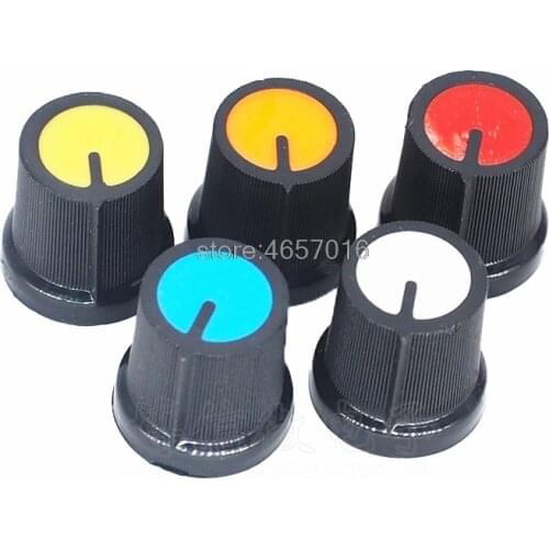 10pcs 5color each 2pcs AG3 Micro Switch Cap WH148 Plastic Knob Plum Handle 15X17mm Handle 6MM Potentiometer Power Amplifier Caps
