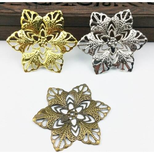 20pcs 48mm Filigree flower Wraps Metal Charms For Embellishment Scrapbook DIY Jewelry Metal Craft Wraps
