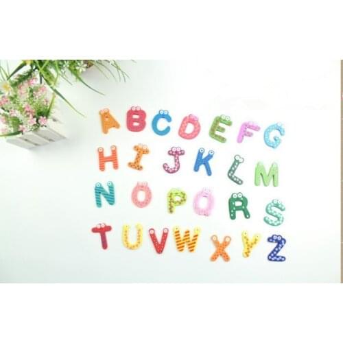 26pcs/lot Wooden Letter Fridge Magnet Teaching Alphabets Kids Education Toy Magnetic Letters Wall Refrigerator Stickers MQ 005