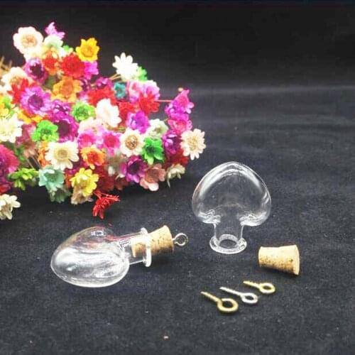 300sets/lot heart Small Cork Bottle Glass Bottle Wishing Bottle Sale, Wish Perfume essential oil container necklace diy pendant