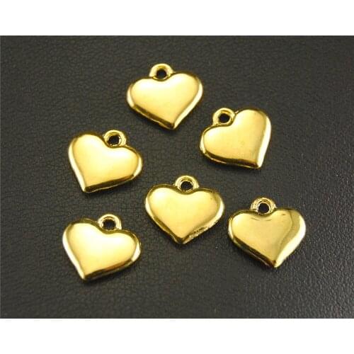 5pcs Gold best selling simple 3D hearts Charm Pendant DIY Necklace Bracelet Findings 8x8mm A1347