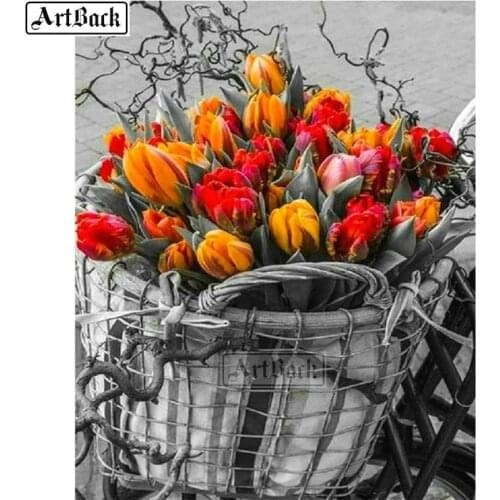 5d diamond painting tulip cross stitch full square diamond mosaic flower artwork diamond embroidery home decoration