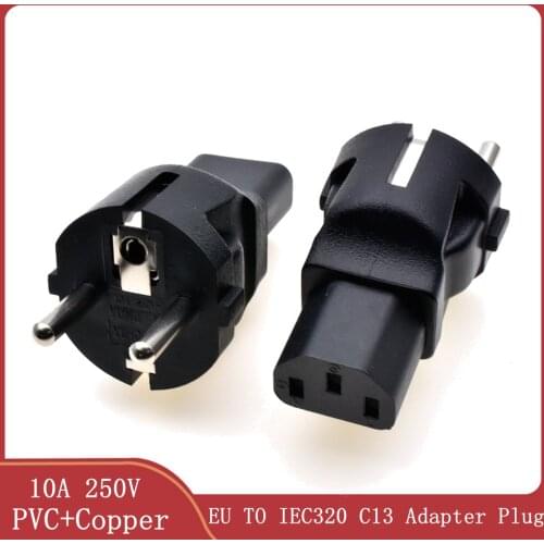 EU TO IEC320 C13 Power adapter,Schuko to IEC320 C13 female AC plug,EU(4.8MM) 2 pin to PDU/UPS conversion plug,10A 250V