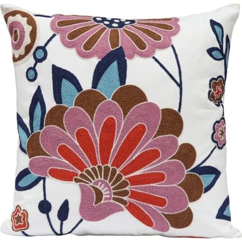 American Idyllic Embroidery Small Fresh Thickened Cotton Pillow Covers For Bedside Cushion Living Room