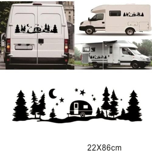 86x22cm Black Vinyl Car Wrap Sheet Roll Film Star Moon Tree Graphic Car Stickers And Decal Motorhome Styling Accessories