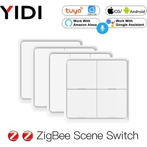 ZigBee Wireless 4 Gang 12 Scene Tuya Switch Push Button Controller Battery Powered Automation Scenario Work Alexa Google Home