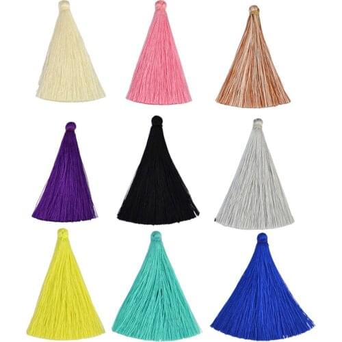 65mm Length Multicolor Faux Silk Tassels for Jewelry DIY Ribbon Findings Charms for Earring Necklace Making 100 pcs/pack