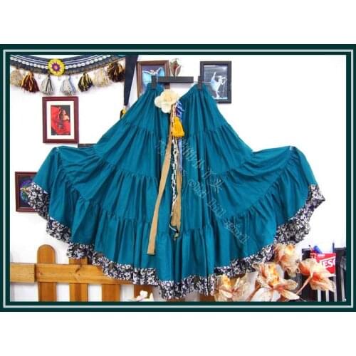 Cotton 4Tiered 18Yards Ats Gypsy Tribal Belly Dance Skirt With Border EI42