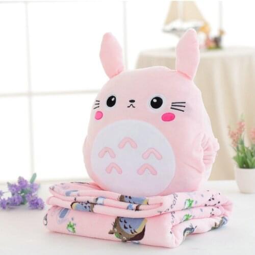 Action Figure Totoro Animation Hand Warmer With Soft Flannel Blanket Stuffed Toys For Children Bedroom Pillow And Cushion