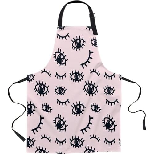 Eye Line Drawing Black Eyelashes Aprons for Women Men Kid Cooking Baking Apron Kitchen Utility Equipment Accessories
