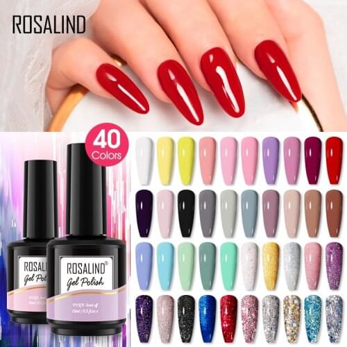 ROSALIND Neon Gel Nail Polish 15ML Hybrid Varnish Manicure Glitter White Vernis Semi Permanent UV LED Nail Art Base Top Coat