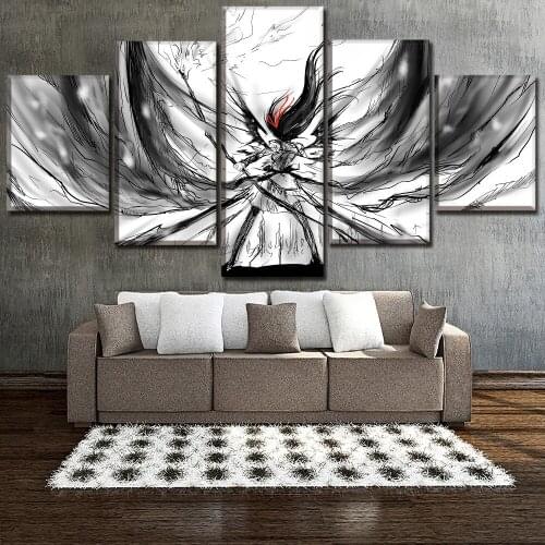 Canvas Painting Bedroom Decor Framework 5 Pieces Anime Puella Magi Madoka Magica Homura Akemi Poster HD Prints Wall Art Picture