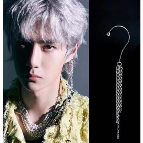 Korea Unique Design Metal Chain Punk Tassel Clip Earrings Simple Wild Long No Pierced Ear Jewelry Mujer Moda Earcuff Unisex