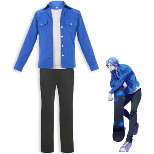 Anime SK8 the Infinity Langa Hasegawa Cosplay Costume Adult Men Blue Scholl Uniforms 3PCS Set Cosplay Carnival Party Dress