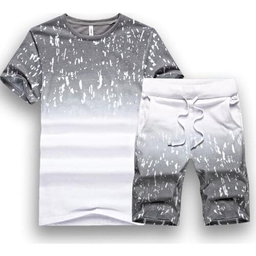 Summer Short sleeve sets men sports suit fashion Hip hop Mens T-shirt+shorts jogging printing tracksuit men