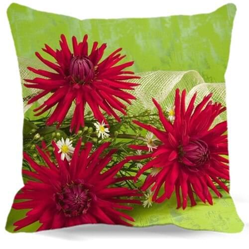 Red white Chrysanthemum 16" 18" 19" 9 style Soft Pillow case Flowers throw cushion cover for Home car sofa decor Gift