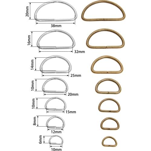20pcs/lot Metal D Ring Buckle Hand Bag Purse Strap Belt Dog Collar Chain Clasp DIY Needlework Heavy Duty Strong Thickness