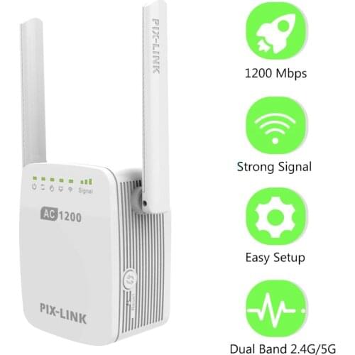 PIXLINK LV-AC11 AC12 AC1200 Repeater/Router/Access Point Wireless Wi-Fi with External WIFI Range Extender Mini Routers Booster
