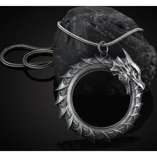 Fashion Personality Dragon Pendant Necklace Domineering Mens Punk Hip Hop Jewelry Accessories Best Gift for Boyfriend