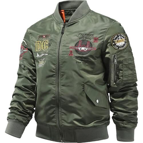 2021 Casual MA-1 Mens Jackets Green Military Flight Bomber Tank Coat Solid Vintage Coats Motorcycle Jacket Collar Men Overcoat