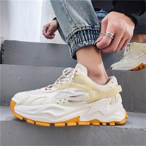 2021 Spring Autumn Mens Casual Shoes Fashion Hong Kong Wind Daddy Sneakers Personality Trend Men Thick Bottom Leisure Footwear