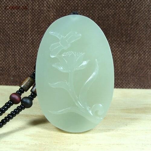 CYNSFJA Real Rare Certified Natural Hetian Jade Nephrite Lucky Amulets Jade Pendant Necklace High Quality Hand Carved Best Gifts
