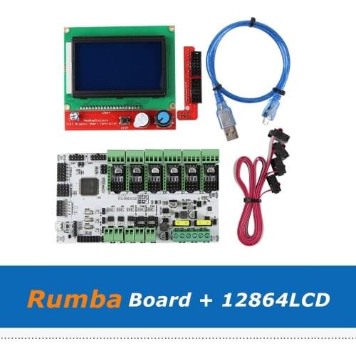 Upgrade DIY RUMBA32 Rumba 32 Control Board + 12864LCD Screen Compatible with Marlin 2.0 32Bit For 3D Printer Accessories
