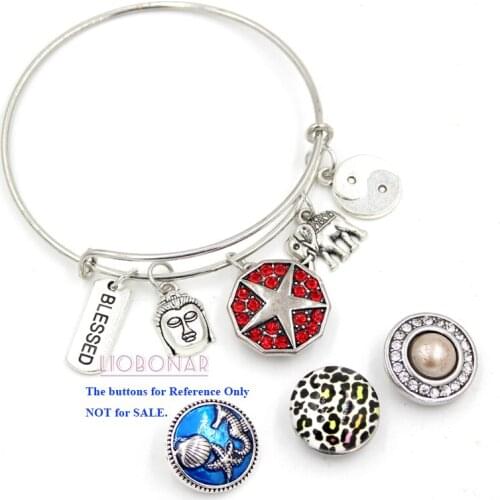 10PCS Wholesale Interchangeable Snap Jewelry Inspirational Yingyang Buddha Charms Bracelets&Bangles for women gifts