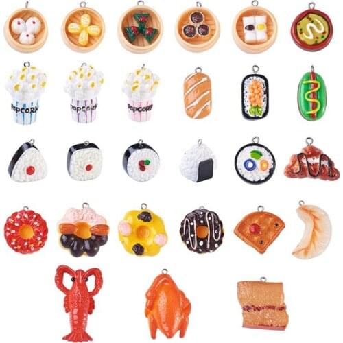 Pandahall 52pcs/box Resin Pendants Charms Imitation Food Cute for Jewelry Making DIY Earring Bracelet Keychain Accessories