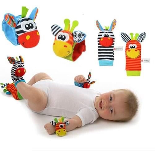 A pair Baby Hand Wrists Strap Rattle Toys Infant Socks Rattle Toys Wrists Rattle and Foot Socks Christmas Gift For Kids K0031