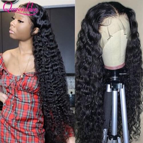 HD Transparent Lace Frontal Wig Deep Wave Lace Front Wig 250 Density Lace Wig Remy Brazilian Curly Lace Front Human Hair Wig