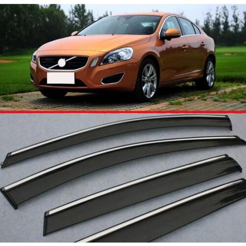 Plastic Exterior Visor Vent Shades Window Sun Rain Guard Deflector For VOLVO S60 2011 2012 2013 2014 2015