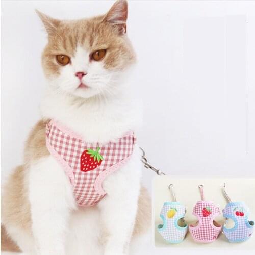 Fruit Print Flower Dog Harness Leash Set Pet Puppy Harness Vest Leashes with Bag Adjustable Small Medium Dogs Chihuahua