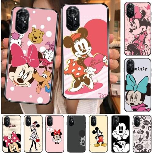 Smile Minnie Mouse Clear Phone Case For Huawei Honor 20 10 9 8A 7 5T X Pro Lite 5G Black Etui Coque Hoesjes Comic Fash design