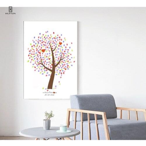 Best Wishes Birthday Souvenir Gifts Simple Cute Sweet Tree Colorful Leaves Guestbook Fingerprint DIY HD Signature Party Decor