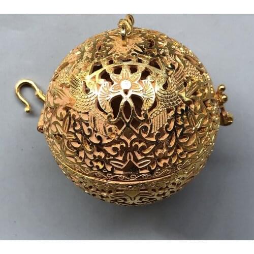 Grape flower and bird sachet, Old fashioned hollow out censer, aromatherapy ball Exquisite handicraft decorations brass