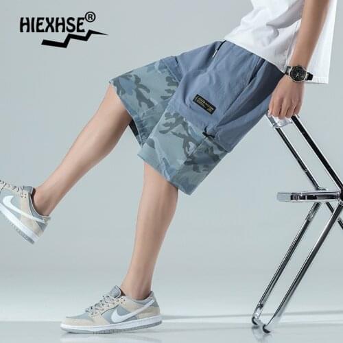 Men Cargo Shorts Harajuku Streetwear Jogger Shorts Men Summer Loose Elastic Waist Hip Hop Skateboard Shorts All-Match Shorts