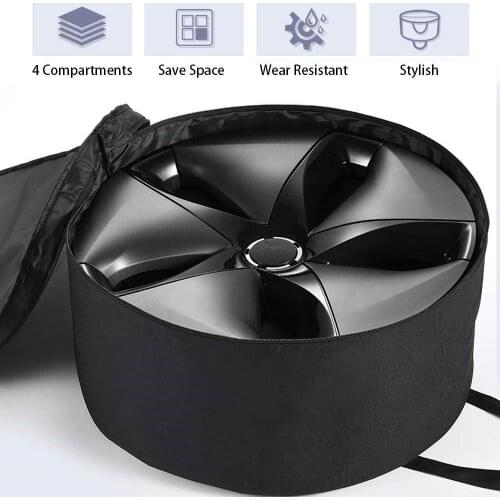 Wheel Cap Storage Bag for Tesla Model 3 PVC Waterproof Wheel Cover Spare Portable Carrying Wheel Hub Cover Bag Protector