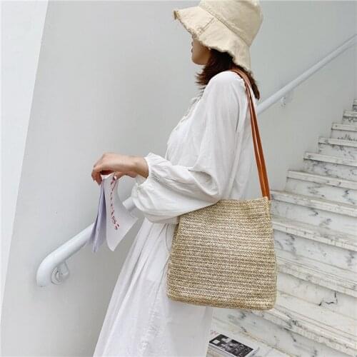 Newhotstacy Bag 091019 casual knitted shoulder straw bags bucket bags handbag