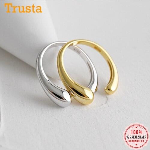 Trustdavis Authentic 100% 925 Sterling Silver Irregular water drop Open Finger Ring For Women Wedding Party Fine Jewelry DA143